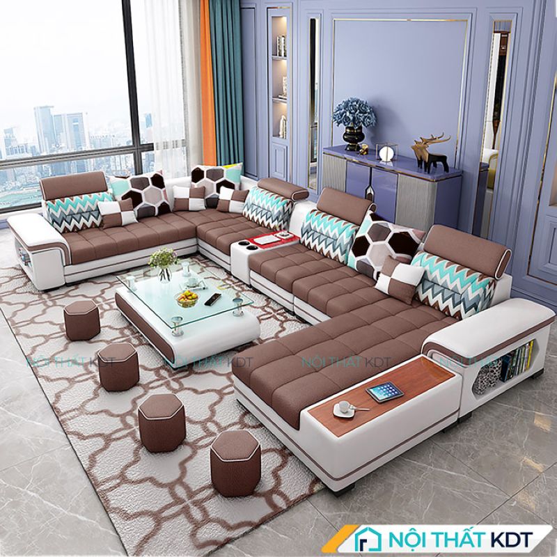 Sofa màu óc chó S410 có thể kết hợp với nền tường pastel, nhẹ nhàng