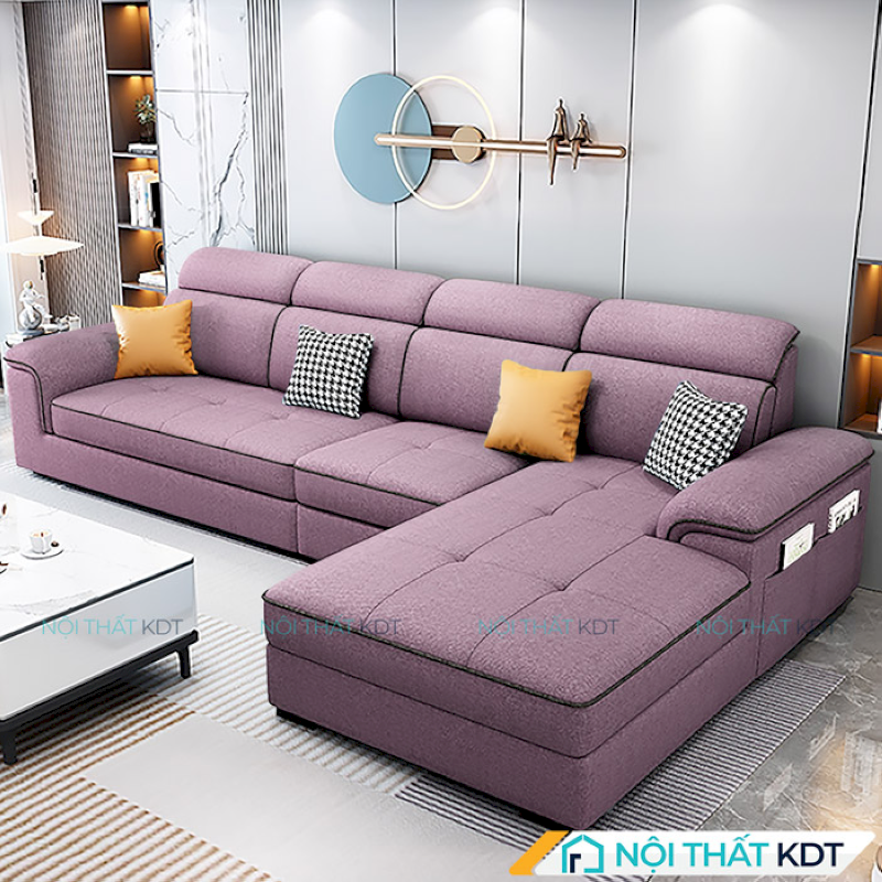 Sofa nỉ góc phòng khách S251N sở hữu chất vải bọc nhập mềm mịn, kết hợp đôn nhỏ tiện lợi