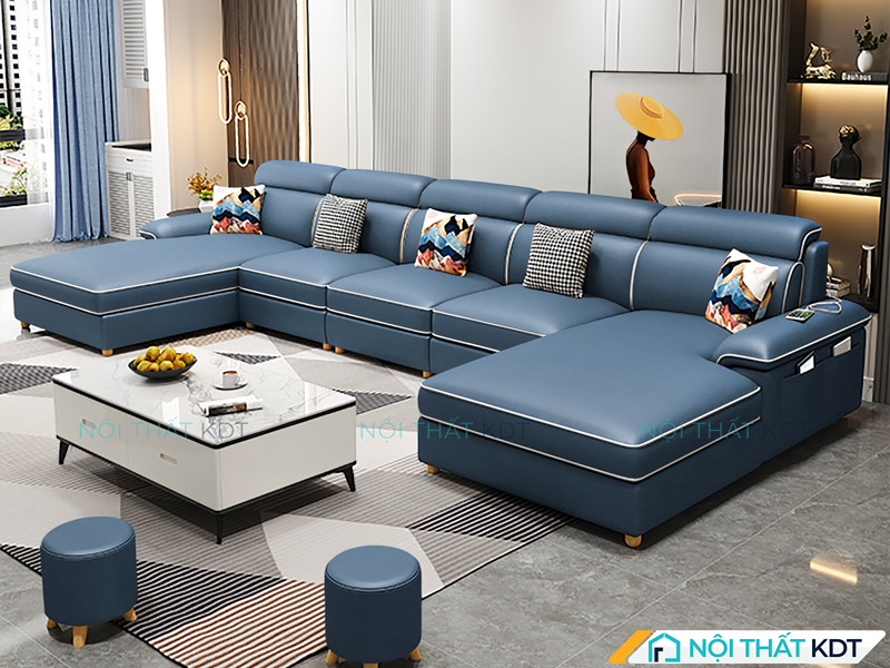 Sofa nỉ màu xanh nước biển S36U của Nội thất KDT