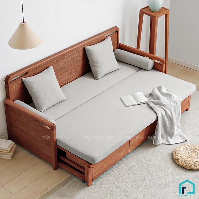Sofa nỉ văng S34 giúp người dùng tiết kiệm diện tích tối ưu