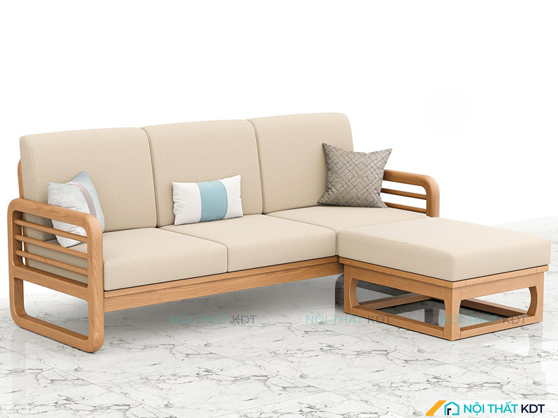 Sofa phòng khách nhà ống gỗ góc chữ L S175-L3 của Nội thất KDT