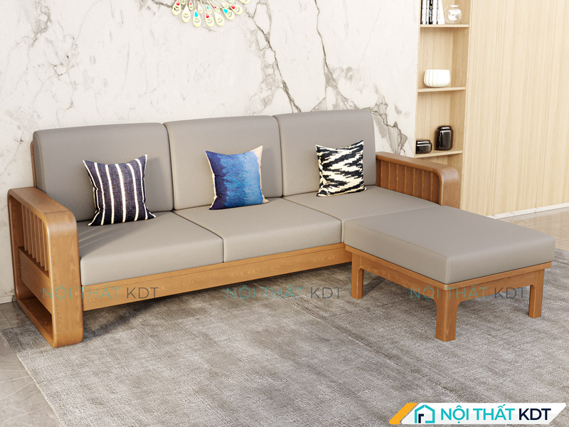 Sofa phòng khách nhà ống gỗ góc chữ L S274-L3 sở hữu khung gỗ vững chắc, chịu lực tốt