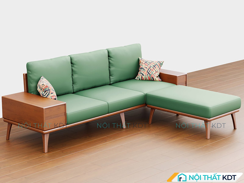 Sofa phòng khách nhà ống gỗ góc chữ L S296-L3 của Nội thất KDT
