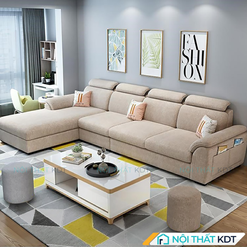 Sofa phòng khách tân cổ điển S110-L4 có thể kết hợp trang trí thêm gối ôm nhung, làm nổi bật vẻ quyền quý cho gian phòng