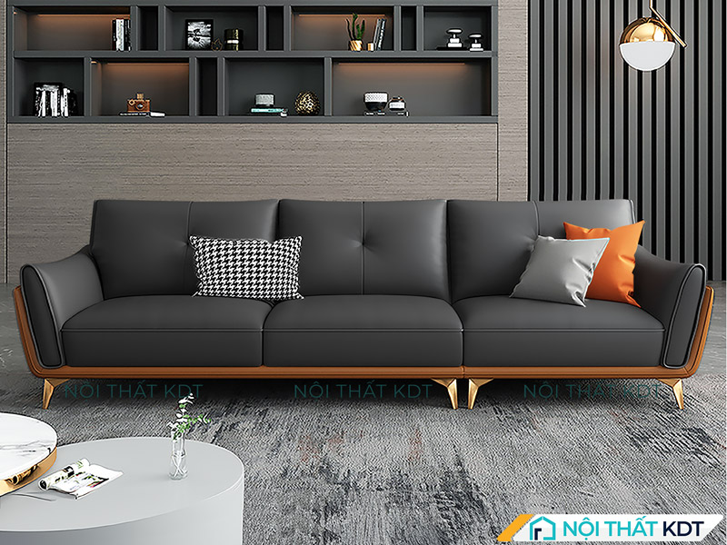 Sofa S202 dáng văng màu đen hiện đại, hợp mệnh Mộc