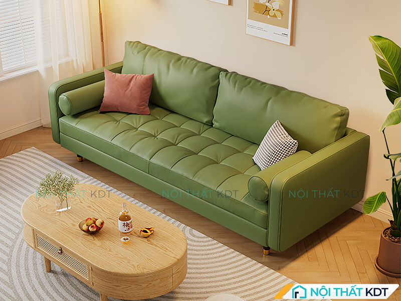 Sofa văng da màu xanh lá cây S119 của Nội thất KDT