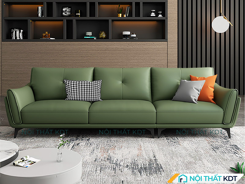 Sofa văng da màu xanh lá cây S202 của Nội thất KDT