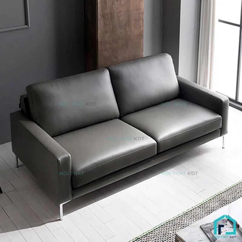Sofa văng da S120 màu nâu, kiểu dáng văng chân cao