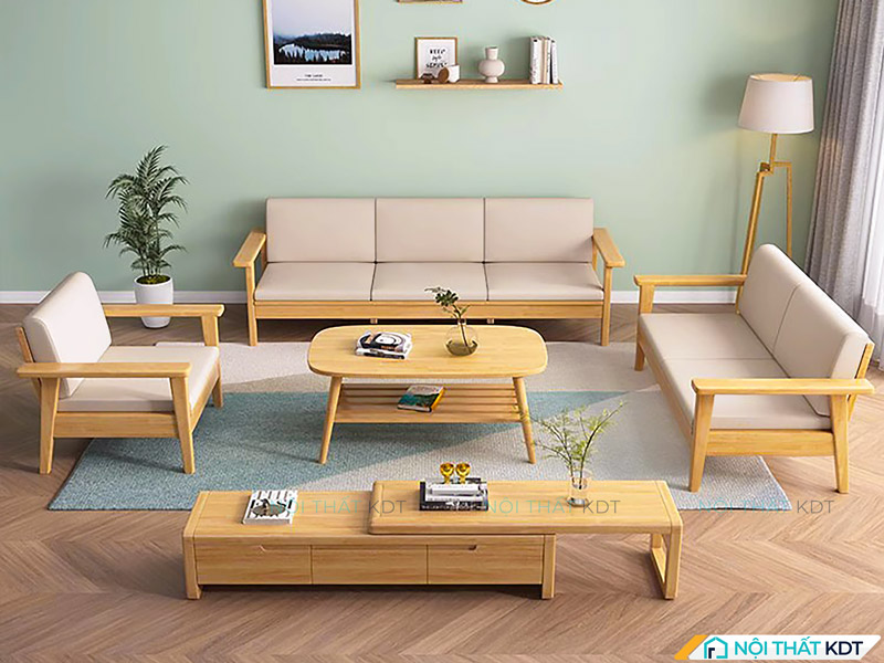 Sofa văng gỗ cho phòng khách nhỏ S321 của Nội thất KDT
