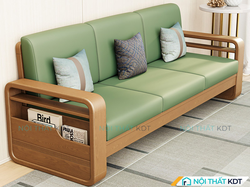 Sofa văng gỗ tự nhiên màu xanh lá cây S178-V3 của Nội thất KDT