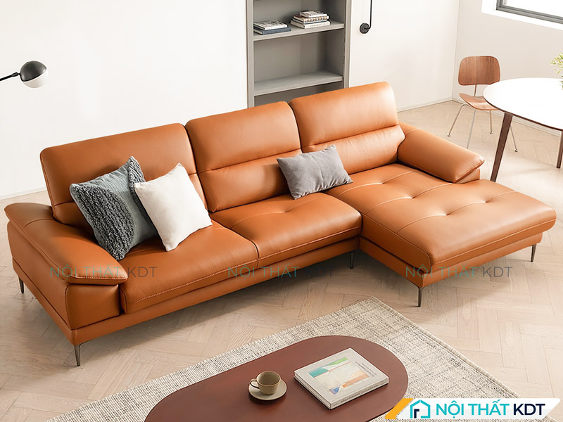 Sofa da góc chữ L tựa lưng êm ái S41 mang đến vẻ sang trọng, tinh tế cho phòng khách