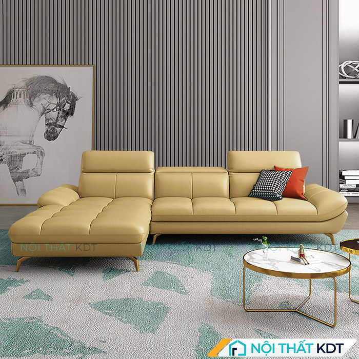 Sofa góc da góc L sang trọng đệm rút lõm S199 tại Nội thất KDT 