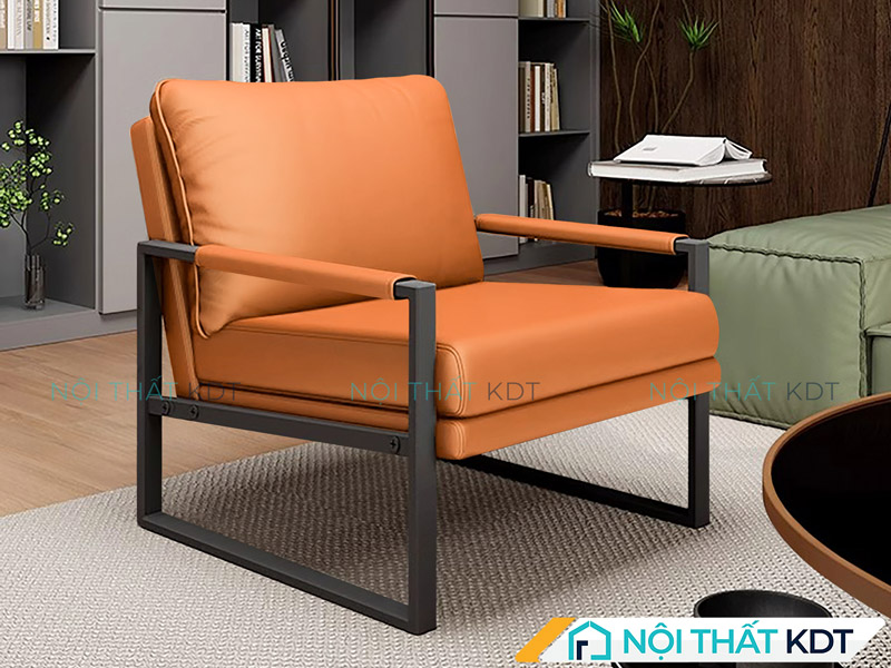Sofa da đơn S85 khung kim loại 