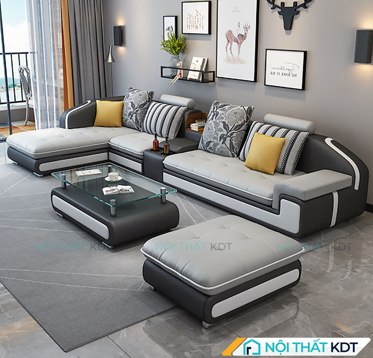 Sofa nỉ gối góc L có họa tiết S28 tại Nội thất KDT