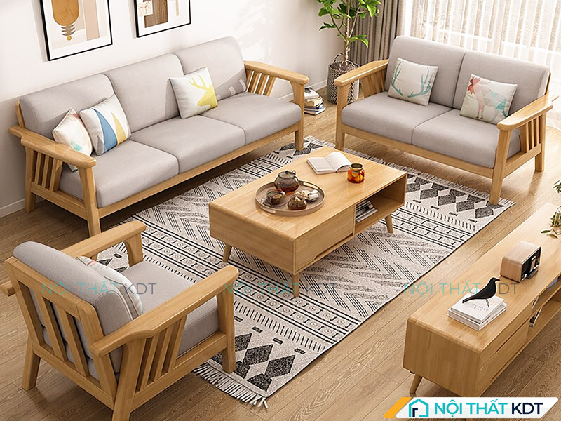 Bộ sofa gỗ nan chéo S260-U tại Nội thất KDT