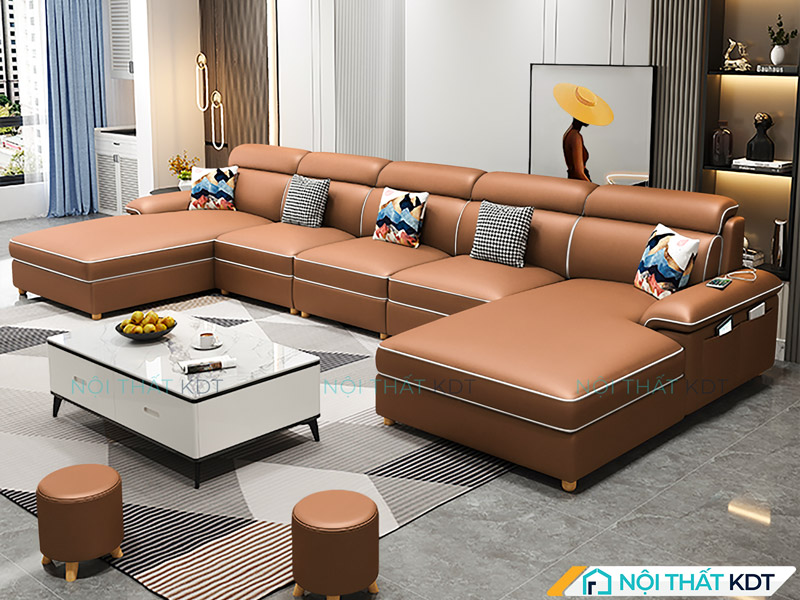 Sofa chữ U bọc da S36-U tại Nội thất KDT 