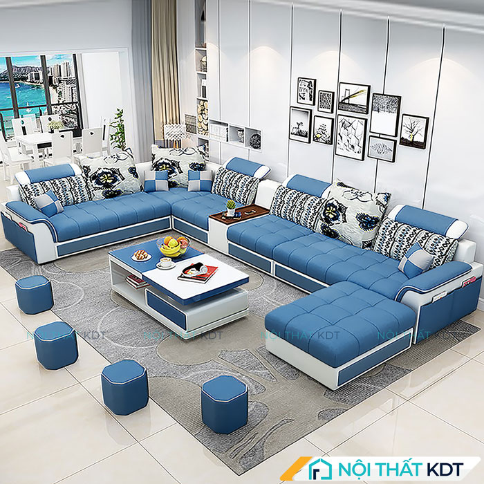 Bộ sofa nỉ góc chữ U sang trọng, hiện đại S30U tại Nội thất KDT