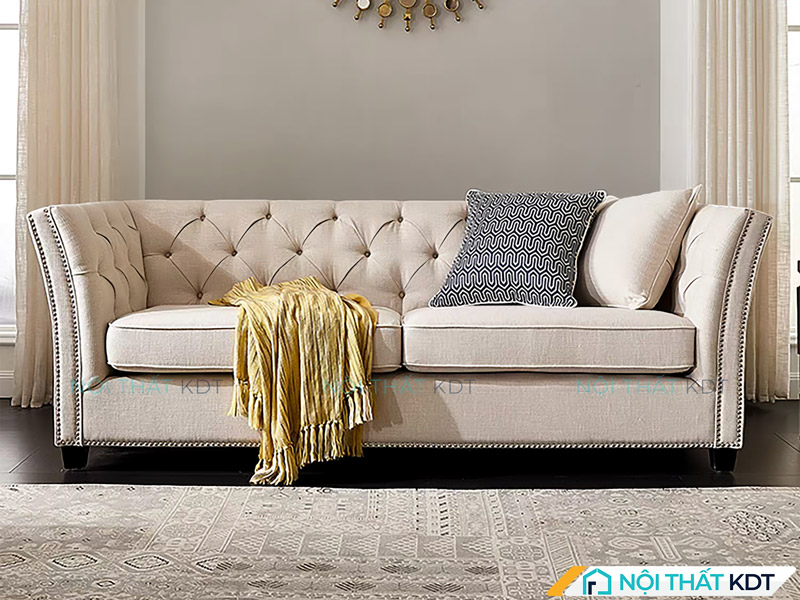 Ghế sofa 2 chỗ S487 tân cổ điển bọc tay vịn ngả cong