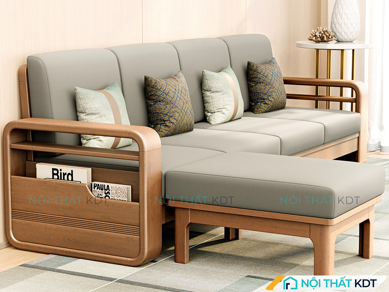 Sofa gỗ sồi góc L đẹp giá rẻ S178-L4 tại Nội thất KDT 