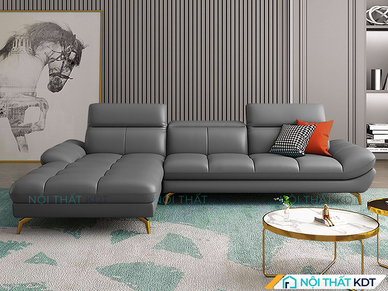 Sofa góc da S199 màu đen toát lên vẻ sang trọng với đệm rút lõm cao cấp