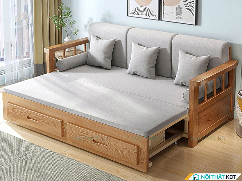 Sofa giường chân gỗ S20 cách điệu, đẹp mắt 