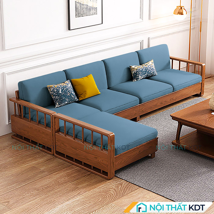 Bộ ghế sofa chung cư gỗ sồi góc chữ L sang trọng S277 tại Nội thất KDT
