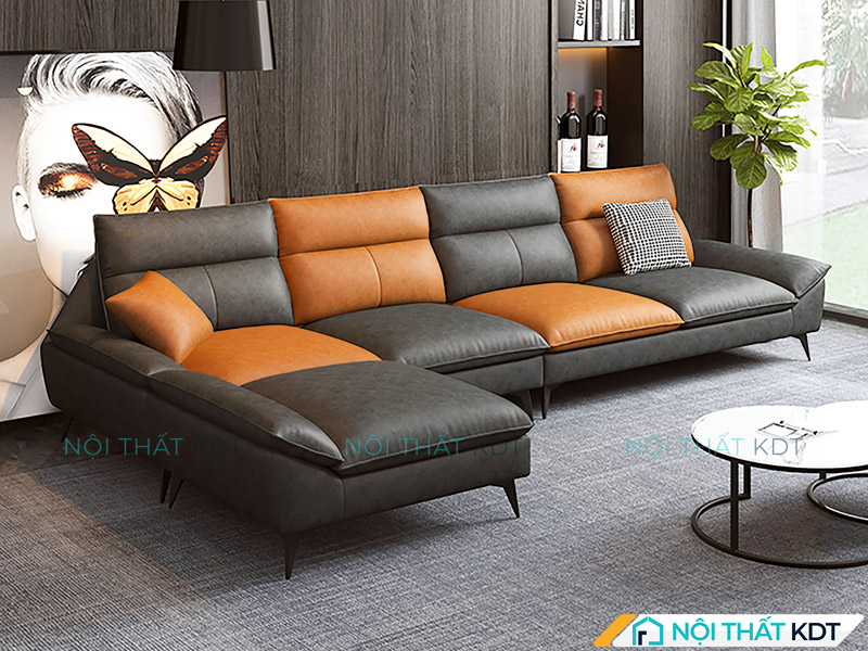 Sofa da kết hợp 2 màu S198 tại Nội thất KDT 