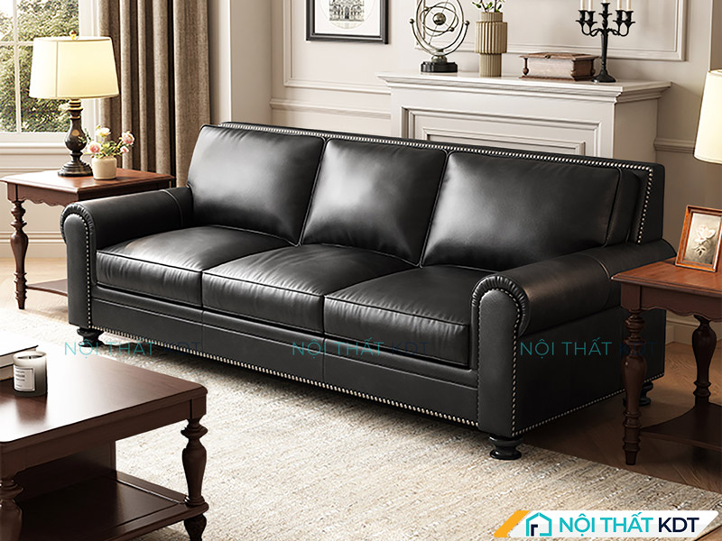 Sofa tân cổ điển S479 bọc da đơn giản 