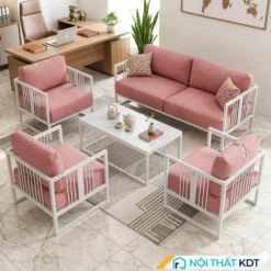Bộ 4 ghế sofa văn phòng màu hồng S550