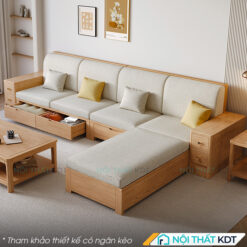 Ghe sofa go goc 4 cho ngoi nhieu ngan keo S563 L4