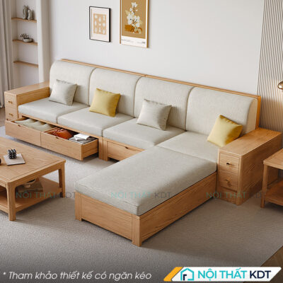 Ghe sofa go goc 4 cho ngoi nhieu ngan keo S563 L4