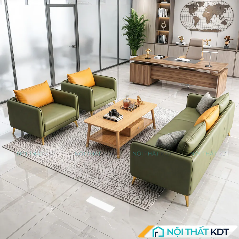 Sofa cho văn phòng nhỏ bọc da S529