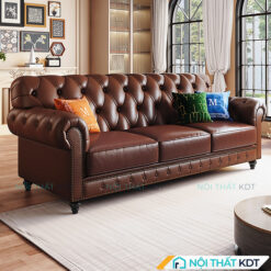 Sofa da tân cổ điển rút cúc S508