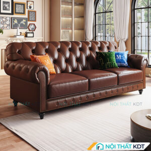 Sofa da tân cổ điển rút cúc S508