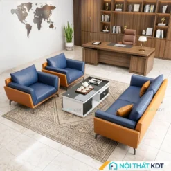 Sofa da văn phòng S520 màu xanh cam