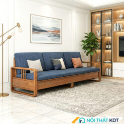 Sofa go tan bi phong khach S552 mau xanh lam