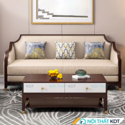 Sofa tân cổ điển viền gỗ S484