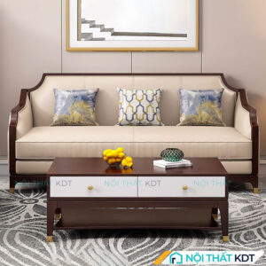 Sofa tân cổ điển viền gỗ S484