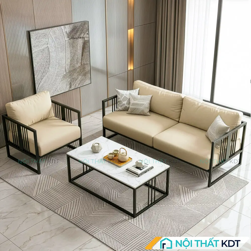 Sofa văn phòng 2 ghế bọc nỉ S550