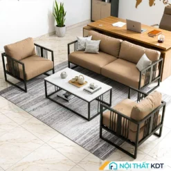 Sofa văn phòng màu be khung sắt sơn đen S550