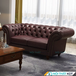 Sofa văng da tân cổ điển S486