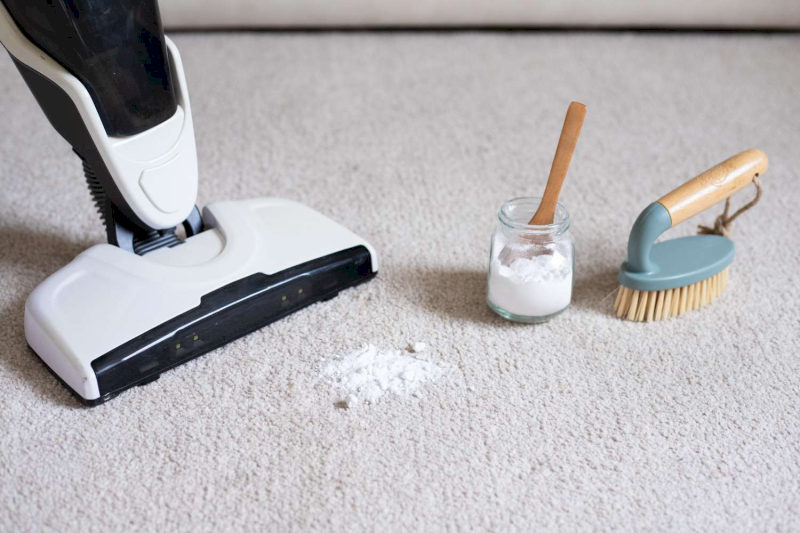 Bạn cần đảm bảo hút sạch bột baking soda, tránh vương vãi, sót lại trong kẽ hở