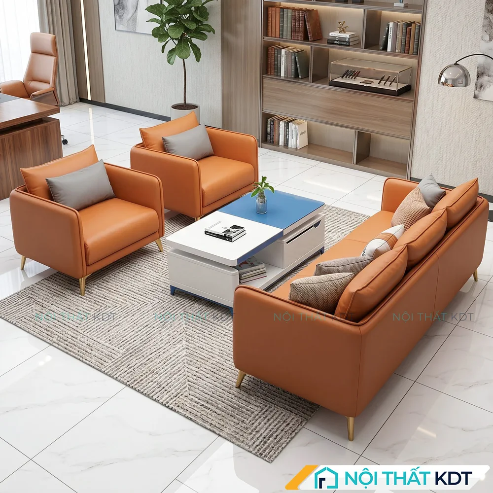 Bộ 4 ghế sofa văn phòng S529 màu vàng