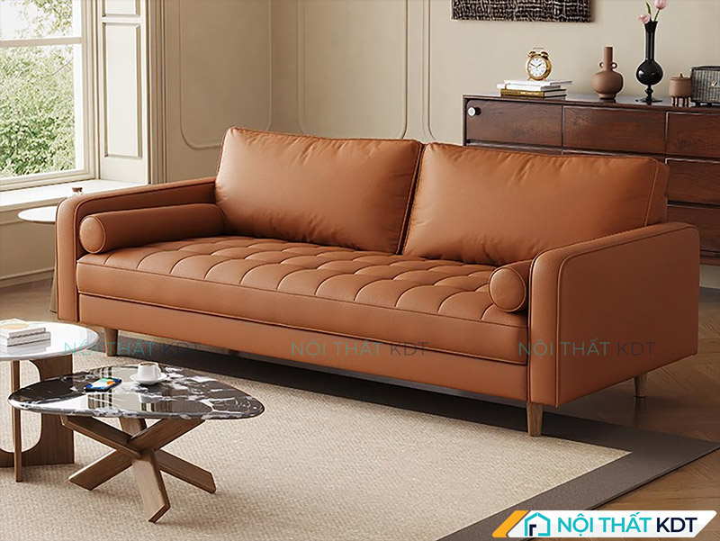 Sofa da kiểu Bắc Âu S119 nhỏ gọn