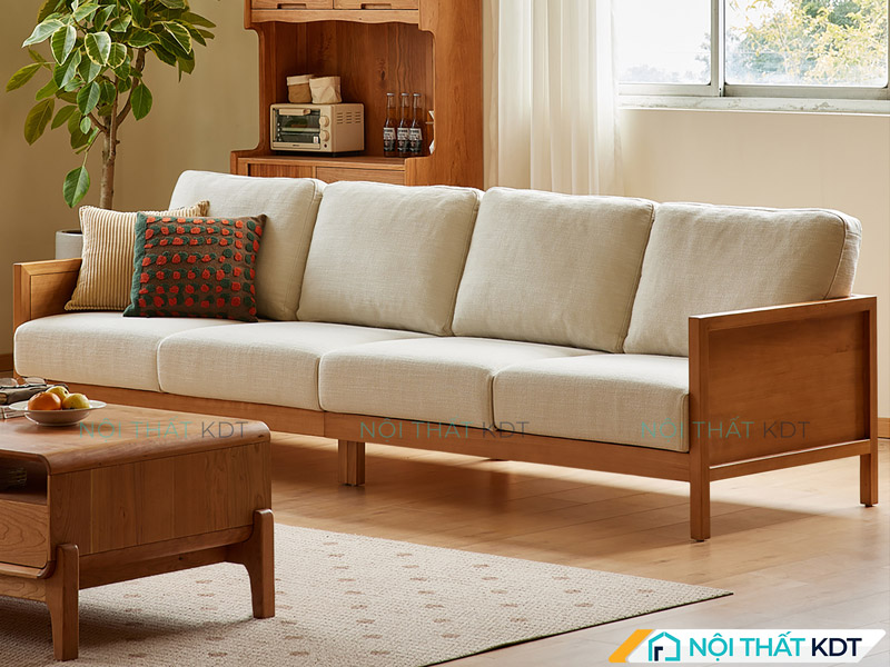 Sofa gỗ tay vịn mỏng gọn S466-V4 cho không gian hiện đại