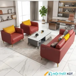 Bộ sofa văn phòng S529 bọc da màu đỏ