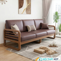 Sofa văng gỗ 3 chỗ ngồi S175-V nhỏ gọn màu nâu cafe