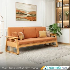 Ghe sofa vang go 3 cho ngoi S370 V3 mau cam