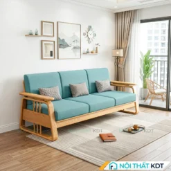 Ghe sofa vang go 3 cho ngoi S370 V3 mau xanh lo