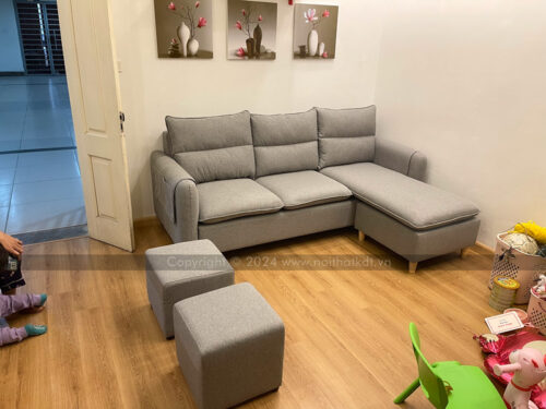 Bộ sofa 3 chỗ văng vải nỉ thông minh tay mỏng S33 photo review